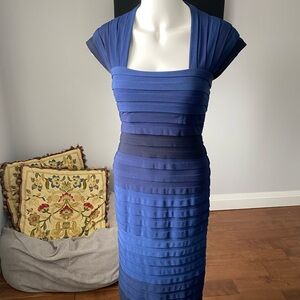Tadashi shoji Royal Blue Bandage Midi Dress with Cap Sleeves